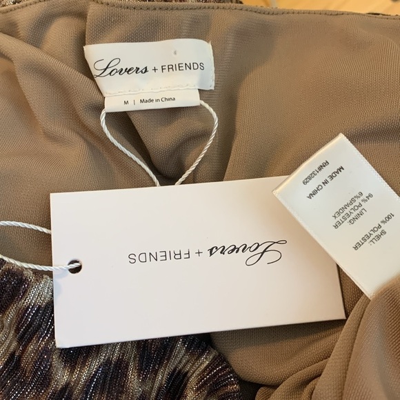 Lovers + Friends | NWT Revolve Hank Metallic Leopard Long Sleeve Crop Top M - Picture 2 of 3